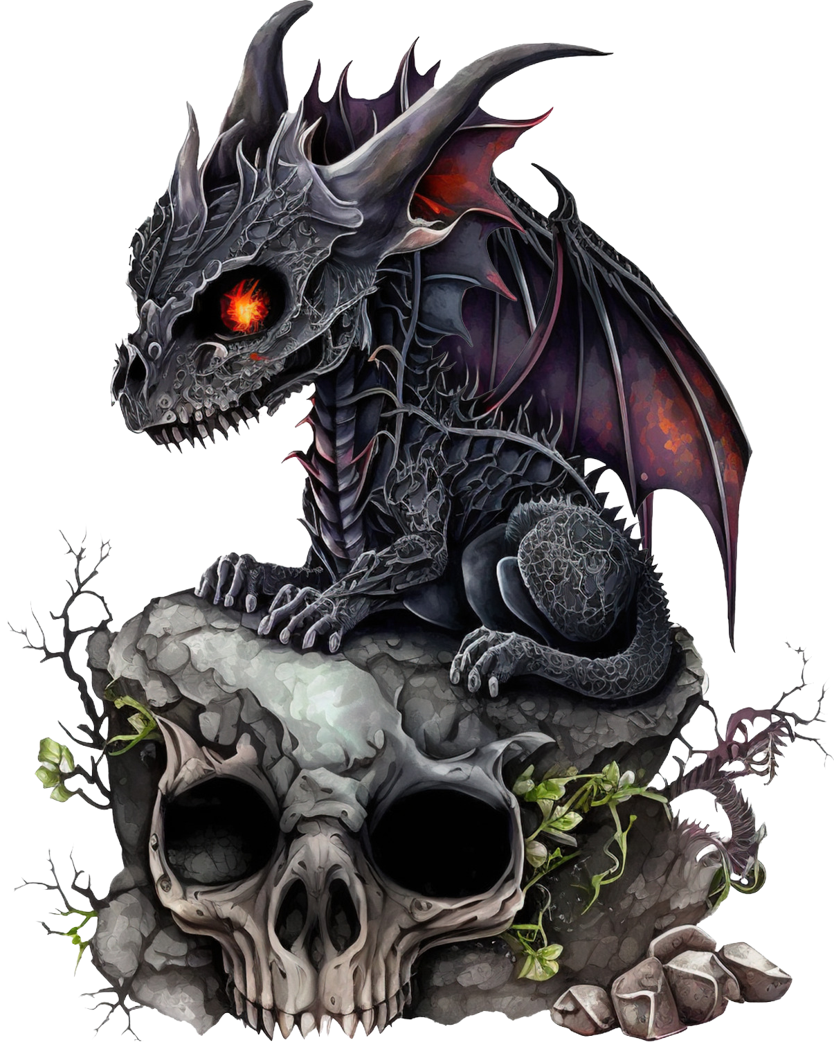 Wandtattoo Aufkleber Kleiner Schwarzer Drache Ab 18X18 cm